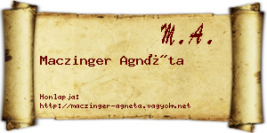 Maczinger Agnéta névjegykártya